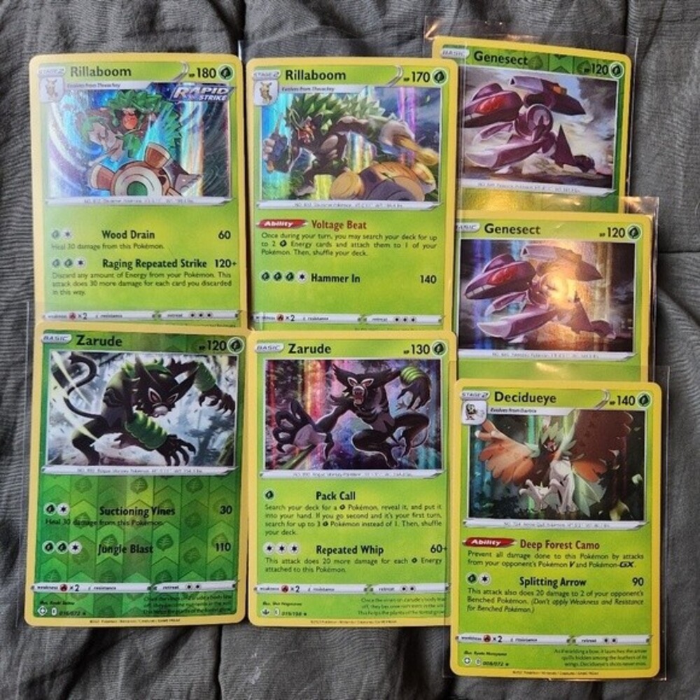 Zarude, Genesect, Rillaboom, Decidueye bundle